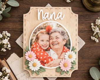 Personalized Photo Magnet, Custom Photo Frame Magnet, Custom Flower Picture Magnet, Mom Magnet, Grandma Magnet, Mother's Day Gift