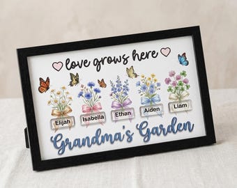 Personalized Coquette Flowers Wooden Sign, Custom Grandma's Garden Wooden Sign, Gift For Mom, Gift For Grandma, Mother's Day Gift