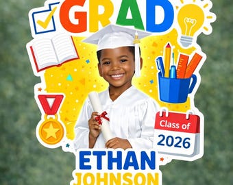 Kindergarten Graduation Fan, Custom Photo Grad Fan , Class of 2026 Fan, Personalized Graduation Fan, Kinder Grad Party Favor