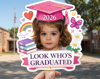 Custom Photo Look Who's Graduated Fan, Kindergarten Graduation Fan, Class of 2026 Fan, Graduation Handheld Fan, Kinder Grad Party Favor