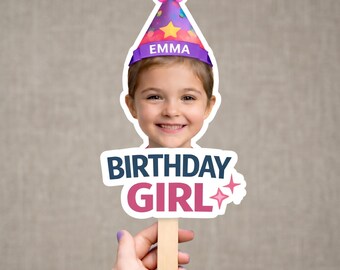Custom Photo Birthday Girl Handheld Fan, Personalized Birthday Party Photo, Birthday Party Gift for Kids