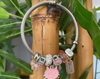 Pulsera de gato, pulsera de Pandora, plata de ley, encanto de Pandora, encantos de Pandora, pulsera, gato del encanto de Pandora, pandora del gato, pulsera del gato