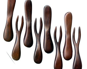 Set of FOUR Matching Cocktail Forks, FOUR Spreaders - Choose wood species