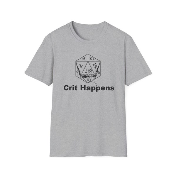 Unisex Shirt, D20 mimic, Crit Happens, tabletop gaming, ttrpg shirt, Critical, Unique gift, Dungeons and dragons shirt