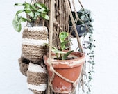 Plant Lover Gift Set- 5 Natural Jute Hanging Planters- Wall Accent- Bohemian Decor- Dorm Decor Modern Macrame- Urban Wall Accent- BohoChic