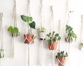 CUSTOM Natural White Double Hanging Planter- Wall Accent- Bohemian Decor- Dorm Decor Modern Macrame- Urban Wall Accent- BohoChic Home Deco