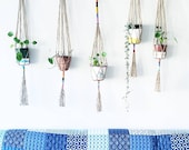 Natural Jute Single Hanging Planter with Colour Accent- Wall Accent- Bohemian Decor- Dorm Decor- Urban Wall Accent- Boho Home- plant hanger