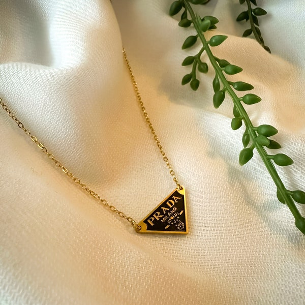 Mini Triangle Prada LOGO Statement Necklace Brand Designer Gift 18K Gold Plated Stainless Steel Jewelry Dainty Minimalist Vintage Luxury