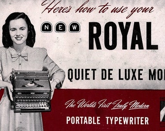 Royal Quiet De Luxe Portable Typewriter User Instruction Manual 1948-1950 PDF DOWNLOAD