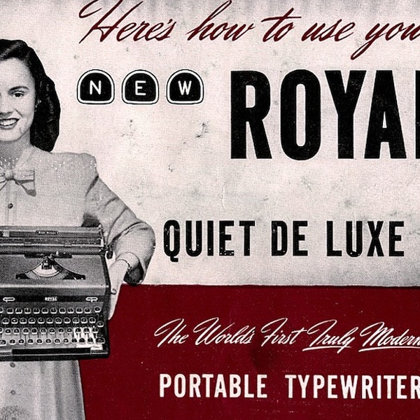 Royal Quiet De Luxe Tragbare Schreibmaschine Bedienungsanleitung 1948-1950 PDF DOWNLOAD