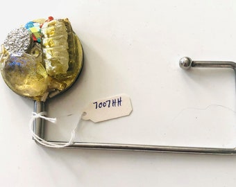 Handmade Purse Hook Hanger: Travel Dining Accessory, one of a kind gift