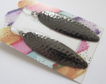 Long Drop earrings, gift ideas, chic fashion boutique jewelry, gunmetal color earrings