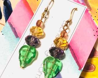 Green drop earrings, boutique jewelry, gift for nature lovers