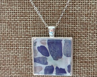 Purple Paper Art Pendant Necklace: Boutique Wearable Art, one of a kind gift ideas