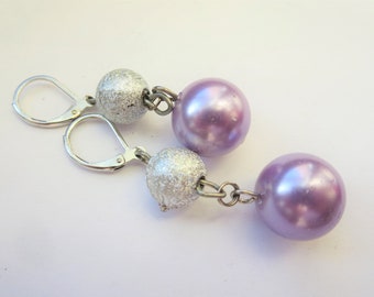 Pearl and silver drop earrings, boutique jewelry,