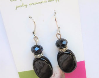 Black Earrings: Czech Glass fashion Jewelry