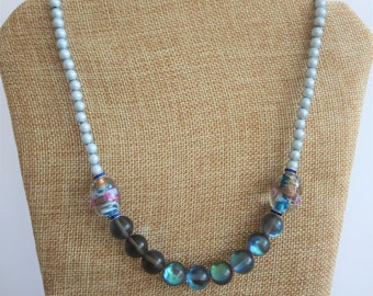 Blue necklace with magnetic clasp for women, gift ideas