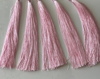 Long pink tassels set of 5, destash, for DIY crafts