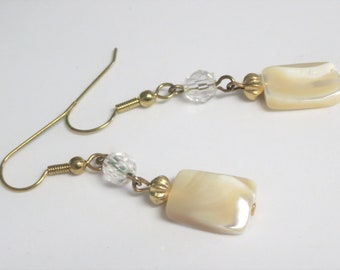 Mother of Pearl Drop Earrings: Gold Accents, Boutique jewelry