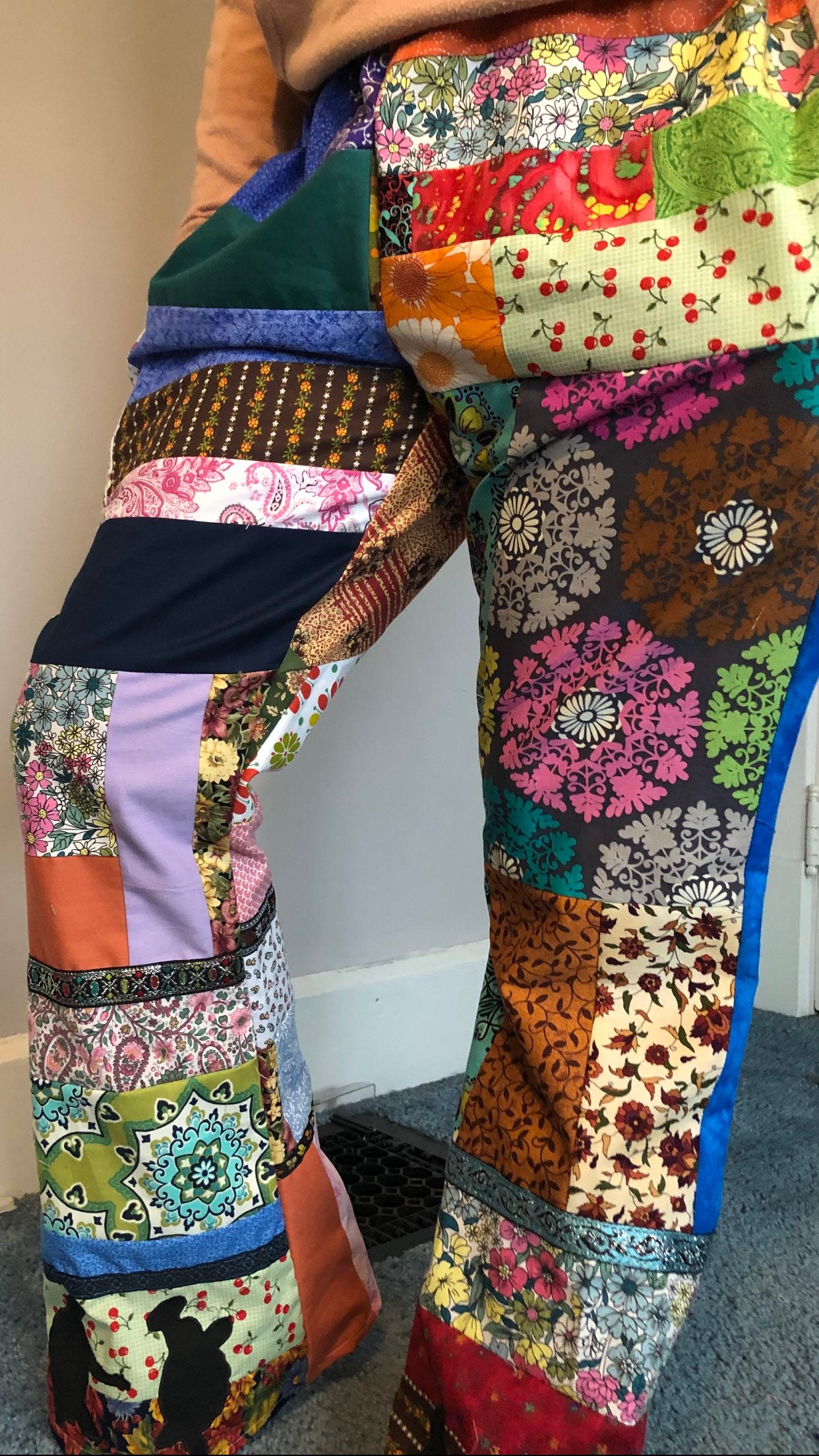 pink and purple patchwork pants