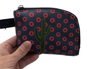 Donuts and Cactus Yarrow Pouch Half Zip Pouch with Key Ring card holder small zipper bag pouch