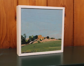 Original Plein Air Acrylic Painting on Panel, Framed, October Sun on Lost Dog Hill, Stooshinoff
