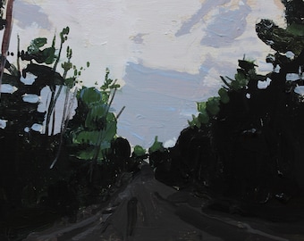 Original Acrylic Landscape Painting on Panel, 5 x 8 Inches, Stooshinoff, "Evening Path"