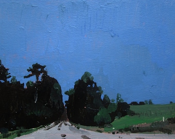 Evening Cool, Near Bobby's, Original Summer Landscape Painting on Paper, Stooshinoff