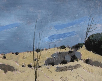Ancient Hill, Good Friday, Original Canadian Landscape Painting on Paper, 6 x 8 Inches, Stooshinoff