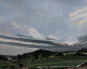 Canadian Landscape Painting: Original Acrylic on Paper (5x7 Inches), "Evening Sweep"