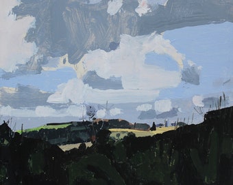 Original Canadian Landscape  Painting on Panel, "Garden Hill Climb"