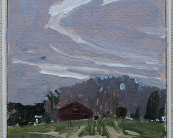 Small Acrylic Landscape Painting, Fridge Magnet, "On Tobacco Road"
