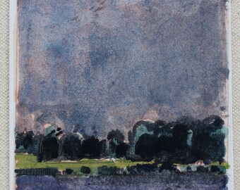 Garden Hill Pond, Original Small Landscape Painting on Panel, Fridge Magnet, Stooshinoff