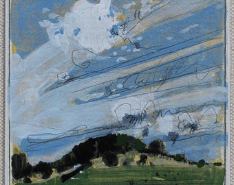 Original Small Acrylic Canadian Landscape Painting on Panel, Fridge Magnet, "September Hope"
