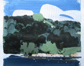 Assiniboine, Original Summer Landscape Collage Painting on Paper, Stooshinoff