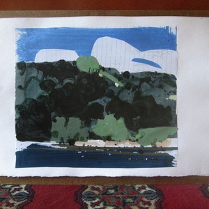 Assiniboine, Original Summer Landscape Collage Painting on Paper ...