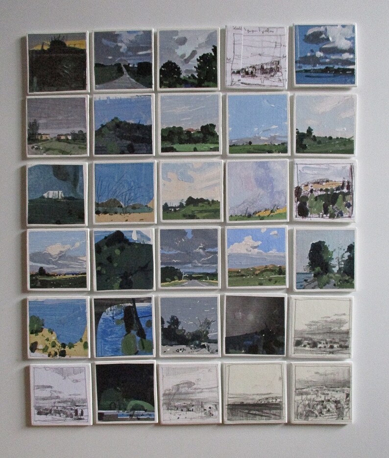 June Stand Stooshinoff Fridge Magnet Original Tiny Plein Air Pencil Drawing on Panel