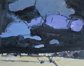 Dark December, Original Landscape  Painting on Panel, 8 x 10 Inches, Stooshinoff