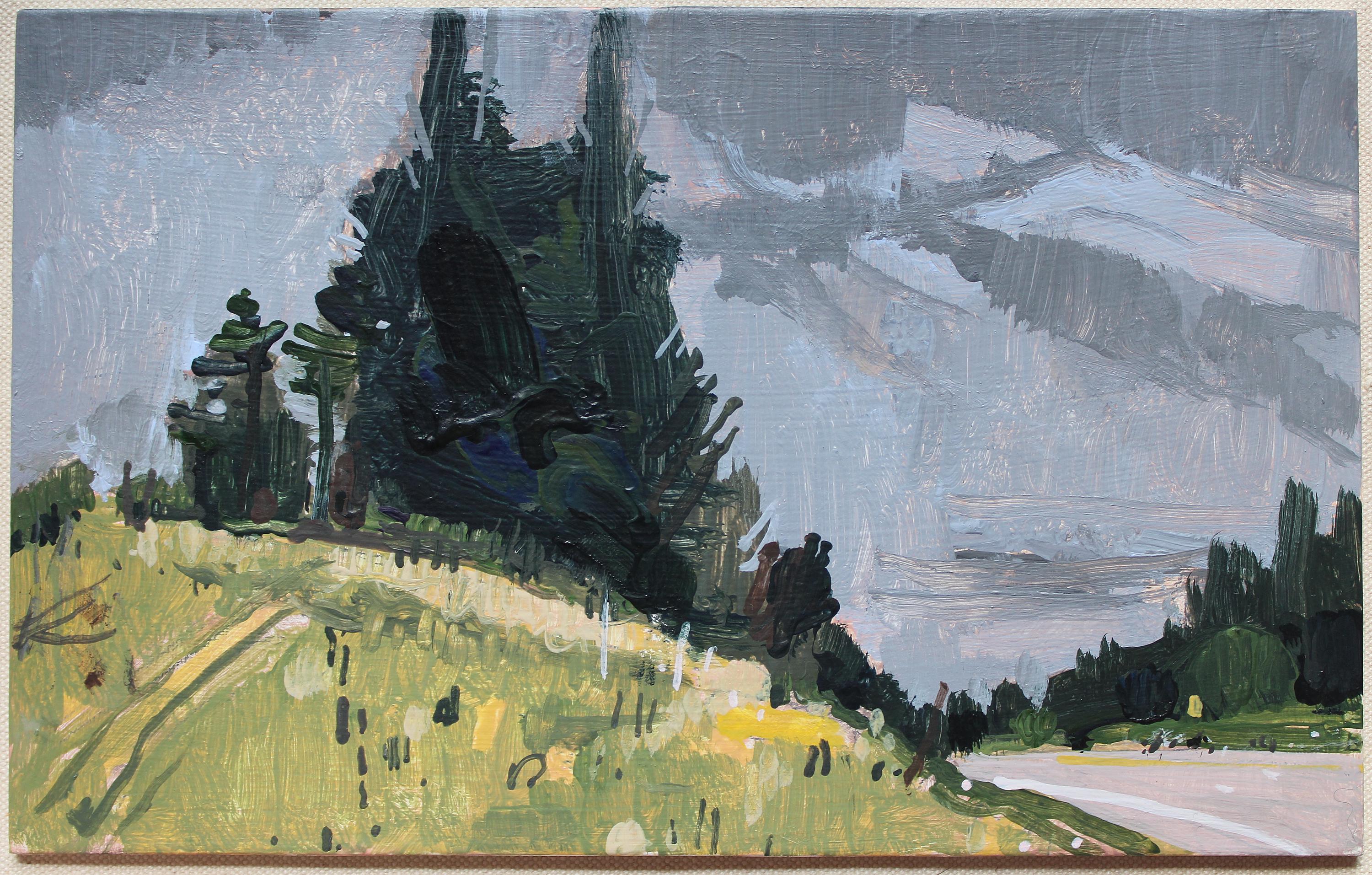 Original Summer Landscape Painting on Panel, 5 X 8 Inches, 