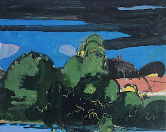 Original Canadian Abstract Landscape Painting on Panel, 8 x 10 Inches, Stooshinoff, "Phantom"