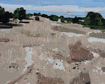 Original Summer Landscape Painting on Panel, Stooshinoff, Fallow