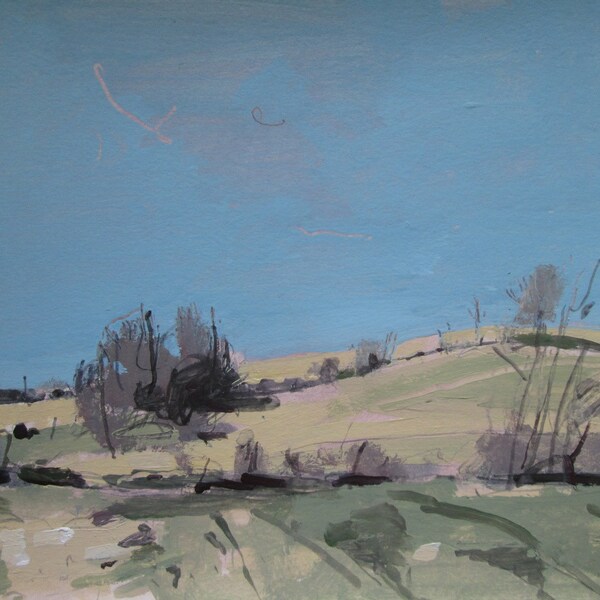 April 19th, Last Valley, Orignal Landscape Painting on Paper, Stooshinoff