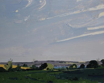 Canadian Landscape Painting: Rice Lake Acrylic Skyscape (8x11 Inches)