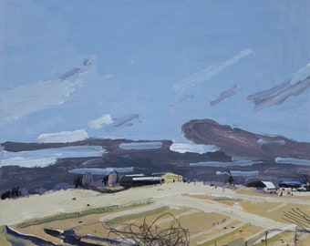 Horse Farm Hill, April 9, Original Canadian Landscape  Painting on Panel, Stooshinoff
