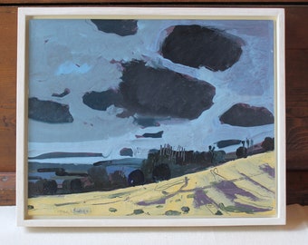 North Hills, Original Canadian Landscape Collage Painting on Panel, 8 x 10 Inches, Framed, Ready to Hang, Stooshinoff