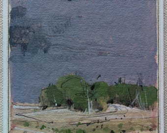 Small Plein Air Landscape Painting,  Fridge Magnet, "Valley Field, May"