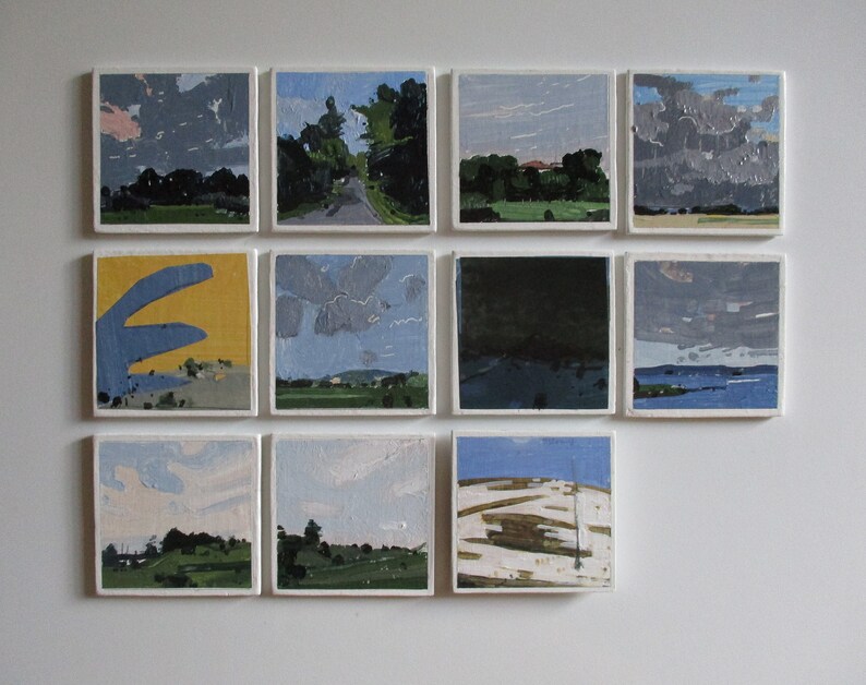 June Stand Stooshinoff Fridge Magnet Original Tiny Plein Air Pencil Drawing on Panel