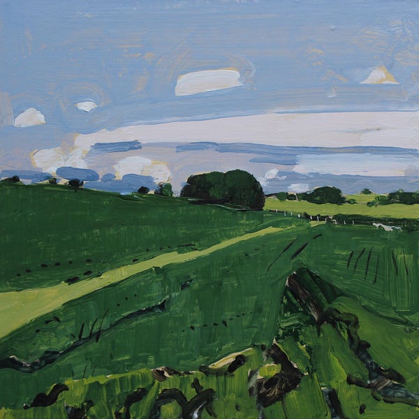 Original Landscape  Painting on Panel, 8 x 8 Inches, "Morning Companion"