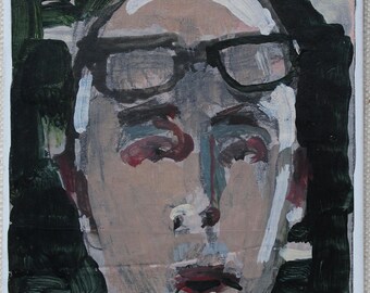 Small Head Study Painting on Panel, Fridge Magnet, "1 a.m. "