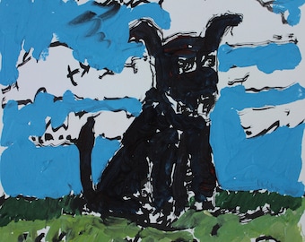 Poppy, Orginal Dog Portrait Painting on Paper, 9 x 11 Inches, Stooshinoff